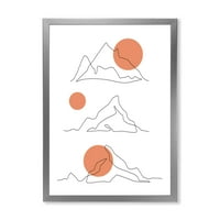 DesignArt 'Sažetak crvenih mjeseci s planinskim lancem' Moderni uokvireni umjetnički tisak