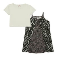 Belle du Jour Girls Twin Print Slip haljina i set majica, 2-komad, veličine S-XL