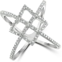 Jewelersclub Sterling Silver Criss Cross Ring - 0. Karat bijeli dijamantni prsten sa. Srebrni prsten od sterlinga - Pravi dijamantni