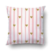 Slatki uzorak s ružičastim prugama i zlatnim svjetlucavim srcima jastuka