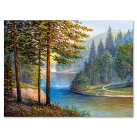 Sjaj izlaska sunca kroz borovu i smrekovu šumu slika na platnu umjetnički tisak