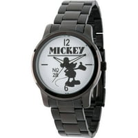 Muški sat od Crne legure s Mikijem Mausom, Crna Narukvica od nehrđajućeg čelika