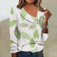 Ženske majice s dugim rukavima, Modne široke prugaste bluze, ležerni pulover s izrezom u obliku slova a,Zelena u obliku slova a