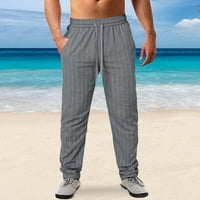 Hlače muške Casual hlače s prugastim printom ljetne sportske hlače za fitness i trčanje sive;
