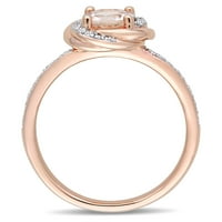 Miabella Ženska karat T.G.W. Morganite & Carat T.W. Dijamantni 10KT ružini zlatni halo zaručnički prsten