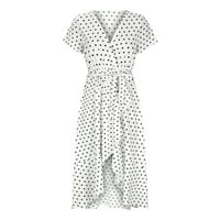 Ljetne haljine za žene Plus Size Ženska Moda Svečana ljetna haljina s printom, izrez u obliku slova u, Kratki rukavi, haljina za