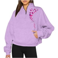 Ženski preveliki pulover s pola patentnog zatvarača, dukserica s dugim rukavima s četvrtinom patentnog zatvarača, modna majica s