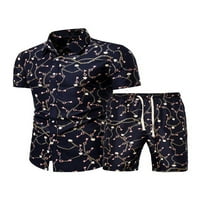 Muška košulja na kopčanje s kratkim rukavima od $ $ + kratke hlače, ljetno odijelo za plažu, odjeća za slobodno vrijeme, havajska
