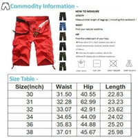 Muške ljetne teretne kratke hlače muške obične Ležerne modne teretne kratke hlače s više džepova u crvenoj boji 95% viskoza, 5% elastan