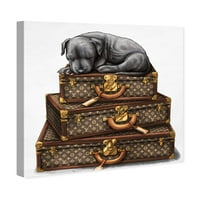 Wynwood Studio Moda i glam zidne umjetničke platnene otiske Sleep pitbull kofer Essentials putovanja - smeđa, siva