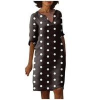Ženska ljetna Vintage haljina s izrezom u obliku slova U i kratkim rukavima s printom, lagana prozračna haljina
