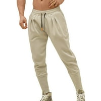 Muške hlače proljetne hlače za fitness i trčanje s labavim strukom s vezicom, jednobojne, džepovi bez znoja za slobodno vrijeme,