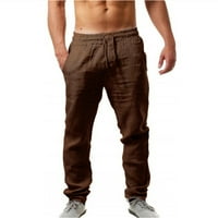 Lanene hlače Joggers za muškarce Muške hlače s elastičnim elastičnim strukom jednobojne hlače Prozračne pamučne hlače lanene široke