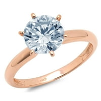 Prsten od ružičastog zlata od 14 karata s dijamantom okruglog reza koji imitira Plavi safir, 10,75