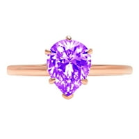 1. Dijamantni prsten od prirodnog ametista u obliku kruške u ružičastom zlatu od 14 karata 14 karata