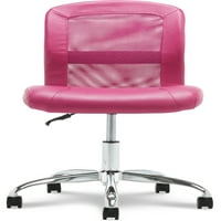Uredska stolica od lijepljene kože s niskim naslonom s okretnim mehanizmom, kapacitet funte, ružičasta