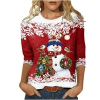 & Ženska labava tunika topovi božićno drvce bluza s grafičkim rukavima pulover ležerna majica s okruglim vratom modna udobna majica