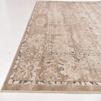 Jedinstvena tkalačka zatvorena pravokutna boja obrubljena tradicionalne prostirke bež bijele boje, 6 '9' 0