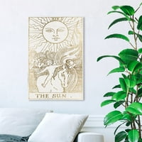 Wynwood Studio Astronomy and Space Wall Art Canvas Ispis 'The Sun Tarot Luxe' Zodiac - zlato, bijelo