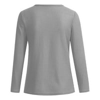 Ženske majice s dugim rukavima, ležerna bluza s izrezom u obliku slova A, jednobojni pulover, dukserice