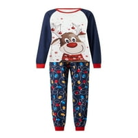 Identične obiteljske božićne pidžame, vrhovi dugih rukava s uzorkom losa + hlače s printom svjetla