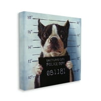 Stupell Industries Smiješni zatvor za pse Boston terijer osuđeni policijski platno zidna umjetnost, 30, dizajn Lucia Heffernan