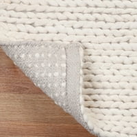 Ručno tkani vuneni tepih od 5' 8', snježnobijeli