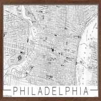 Zidni plakat karte Philadelphije s gumbima, 14.725 22.375