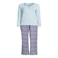 Ženski pidžama Set s dugim rukavima, gornji dio i hlače, 2 komada