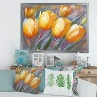 DesignArt 'Sažetak žutog cvjetanja tulipana tradicionalnog uokvirenog umjetničkog tiska