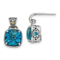 14-karatne naušnice od sterling srebra s londonskim plavim topazom, širine 17 puta, pokloni za nakit za žene