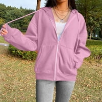 Jesenska Moda, Ženski kaputi s patentnim zatvaračem, jesenska odjeća, opuštena jednobojna modna majica s dugim rukavima, pulover