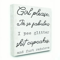 Stupell Home Décor Girl molim glam smiješno drvena teksturirana riječ dizajn platna zidna umjetnost Daphne Polselli