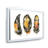 DesignArt 'etnička boho umjetnost narančasto perja' Boemijski i eklektični uokvireni platno zidni umjetnički tisak