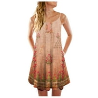 Ljetna haljina za žene, modni ljetni casual prsluk bez rukava s boemskim printom, prevelika haljina s naramenicama