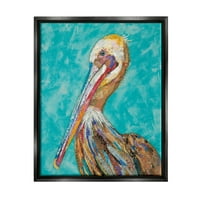 Stupell Industries podebljana pelikanska ptica raznolika uzorka kolaža Slikanje Jet Crno plutajuće uokvireno platno Umjetnost tiska,