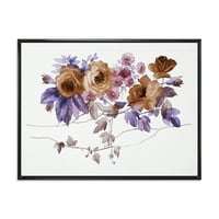 DesignArt 'ljubičasti divlji cvjetovi na bijelom IV' tradicionalno uokvireno platno zidne umjetničke tisak