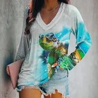 Ženska ljetna trgovina u A-listi nudi majice u stilu A-liste s izrezom u obliku A-liste i dugim rukavima s printom oceanske kornjače,