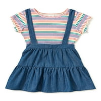 Wonder Nation Baby & Toddler Girls 'Top i Pinafore set haljina, veličine 12m-5T