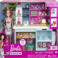 Barbie pekarska lutka i više od 20 dodataka, minijaturna lutka s ružičastom kosom, stanica za pečenje i igračke za izradu kolača