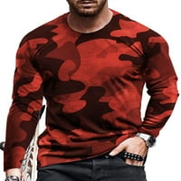 Muška majica s dugim rukavima, majice s maskirnim printom, opremljena majica, svečana bluza, crvena, 3 inča