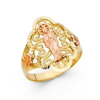 Masivni dvobojni modni prsten za obljetnicu od 14k bijelog i žutog zlata, veličina 7