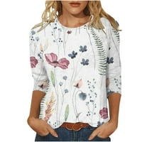 pidžama Ženske bluze s dugim rukavima elegantna ležerna tunika s okruglim vratom Vintage košulje s cvjetnim uzorkom vrhovi ljetnih