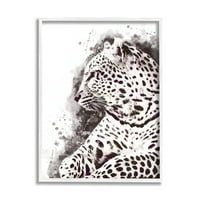 + Prskanje boje džungle, odmaranje geparda, sivo-bijela tropska slika, zidni tisak u bijelom okviru, 14, dizajn Ros ruseve