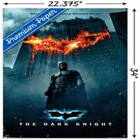 Strip film-mračni vitez-logotip Batmana u plamenu, zidni plakat s jednim listom s gumbima, 22.375 34