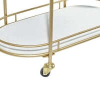 Moderna 3-slojna Barska kolica od zlatnog metala od metala od 3391 s lučnim ručkama, staklenim i mramornim pločama