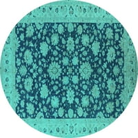Tvrtka alt pere u perilici rublja okrugle orijentalne tirkizno plave prostirke za industrijske prostore, 3' okrugle