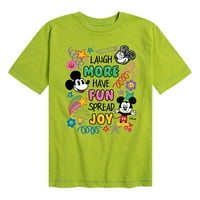 Disnei-Mikki Mouse-smijte se više, zabavite se, širite radost-majica kratkih rukava s uzorkom za mlade