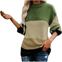 Ženska dukserica od pletene pređe dugih rukava pulover majice bluza džemper s visokim vratom u boji
