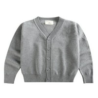Ležerni kućni džemper za malu djecu, Slatki pulover u punoj boji, topla dukserica s dugim rukavima u sivoj boji